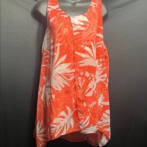 Alfani Orange and White Tropical Print Sleeveless Blouse